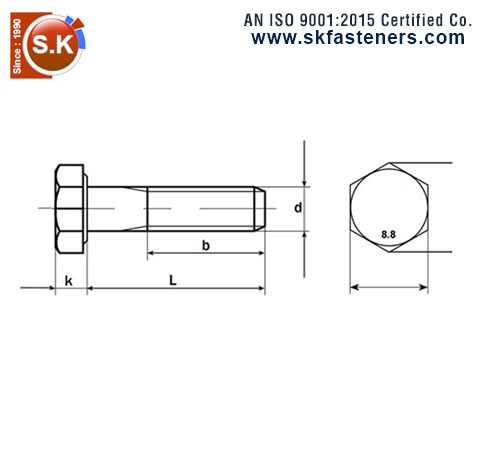 DIN 961 / ISO 8676 / EN 28676 Hex Bolts manufacturers exporters suppliers in india punjab ludhiana